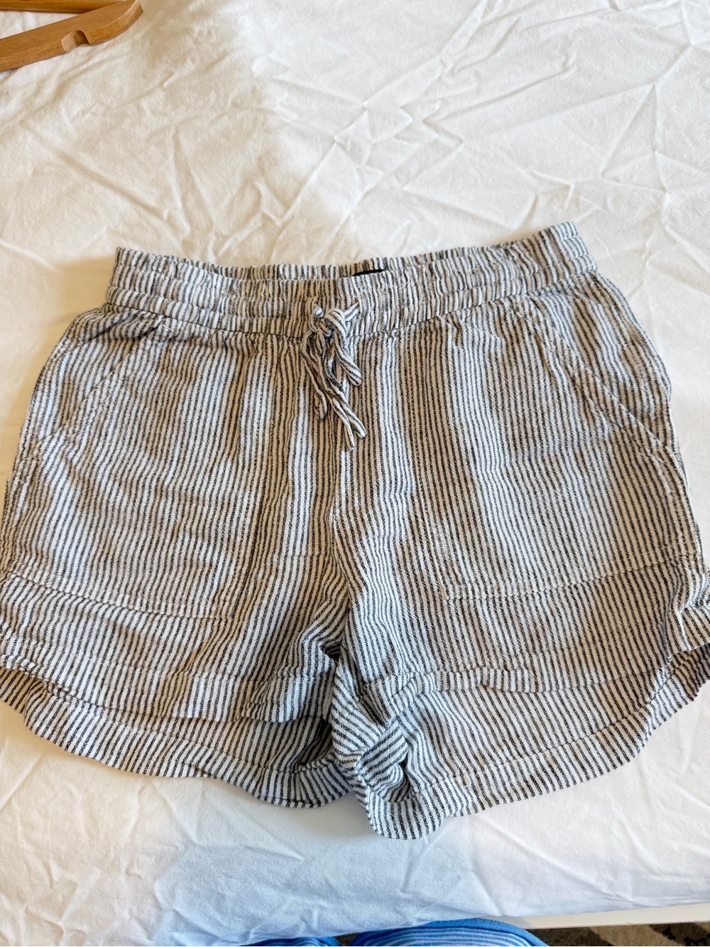 J. Crew Black and White Striped High-Waist Drawstring Shorts